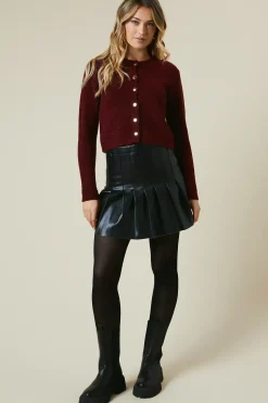 Brushed Long Sleeve Button Down Crop Cardigan