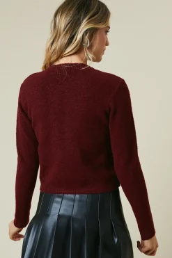 Brushed Long Sleeve Button Down Crop Cardigan