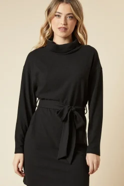Brushed Roll Neck Mini Dress