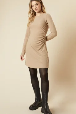 Brushed Ruched Skater Mini Dress