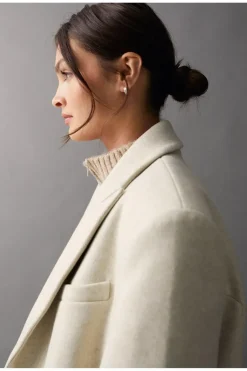 Brushed Wool Blend Blazer Coat