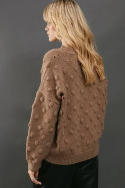 Bubble Knit Slouchy V Neck Jumper