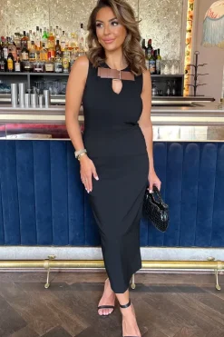 Buckle Detail Bodycon Midi Dress