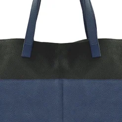 Bugundy and Black Colour Block Horizontal Leather Tote