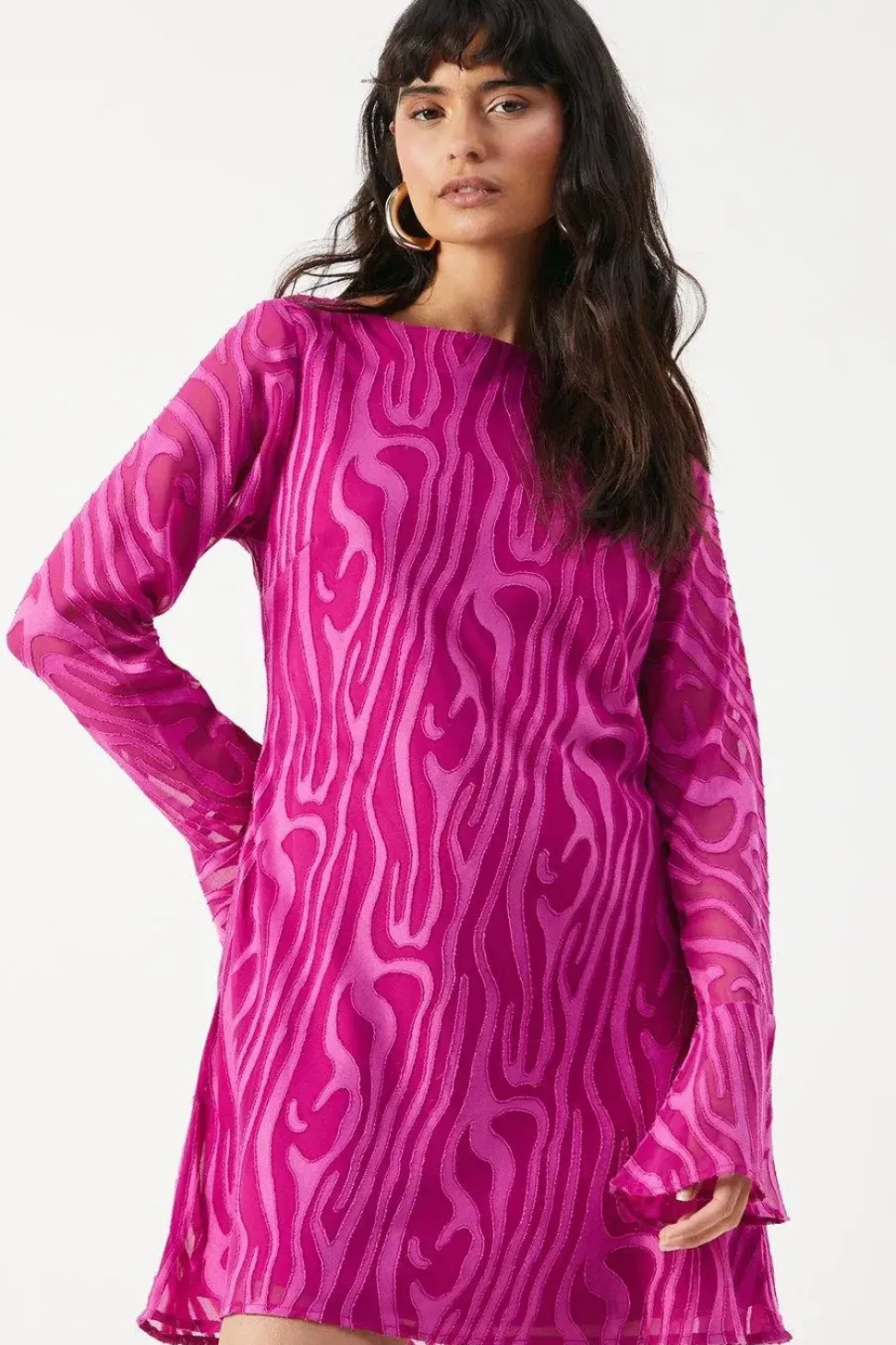 Burnout Chiffon Bias Tie Back Mini Dress