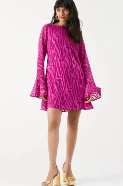Burnout Chiffon Bias Tie Back Mini Dress