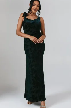 Burnout Tie Shoulder Bridesmaid Dress