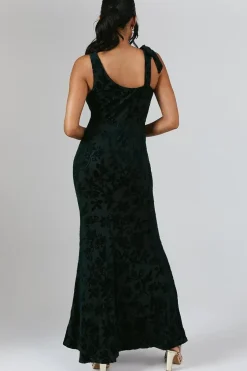 Burnout Tie Shoulder Bridesmaid Dress