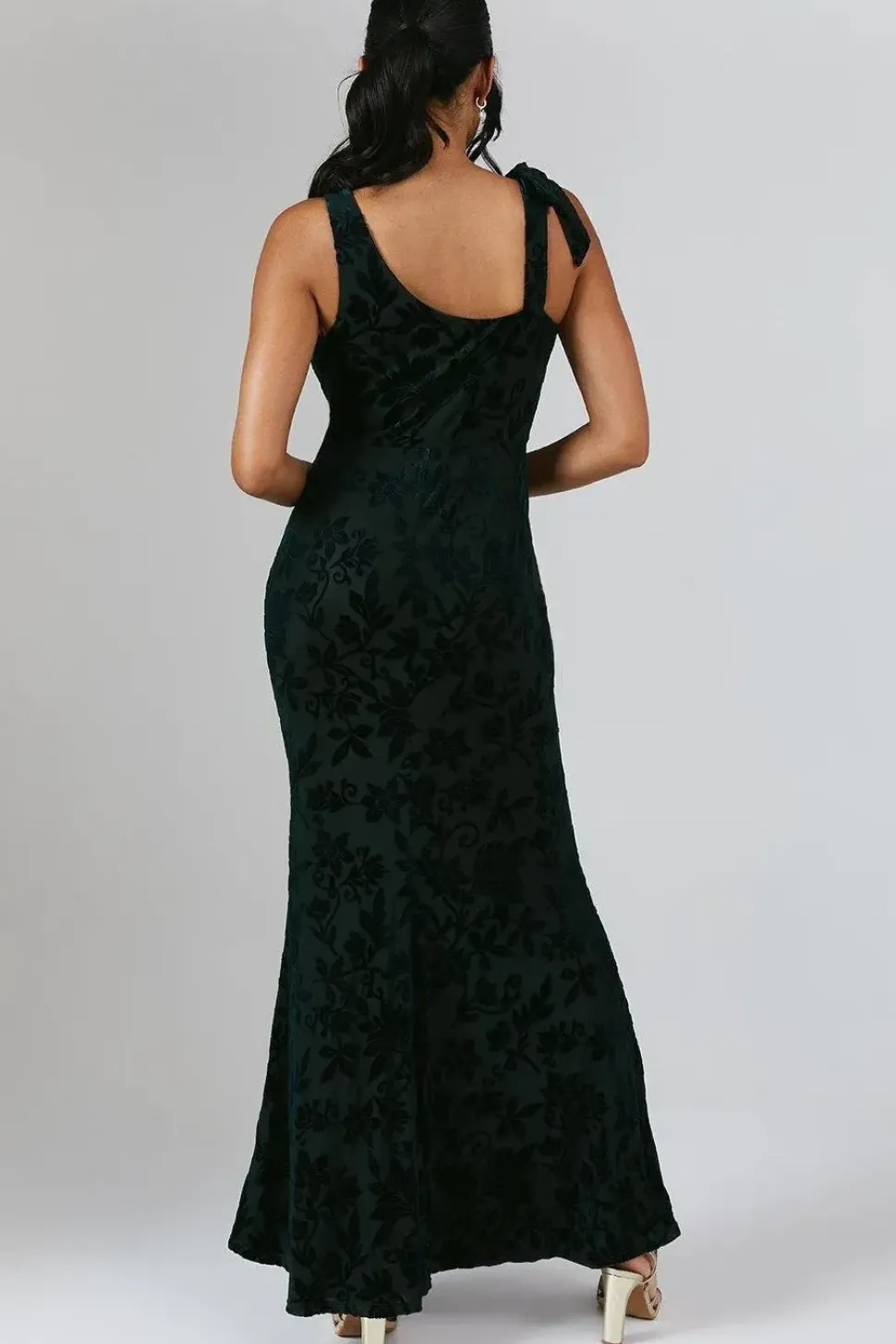 Burnout Tie Shoulder Bridesmaid Dress