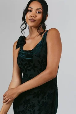 Burnout Tie Shoulder Bridesmaid Dress