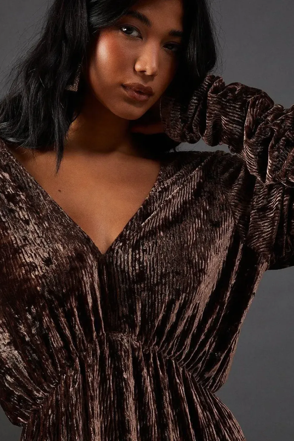 Burnout Velvet Batwing Midi Dress