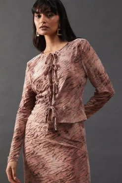Burnout Velvet Tie Front Top