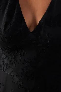 Burnout Velvet V Neck Midi Tea Dress