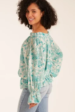 Butterfly Floral Print Gypsy Chiffon Blouse