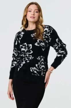 Butterfly Print Embellished Jumper