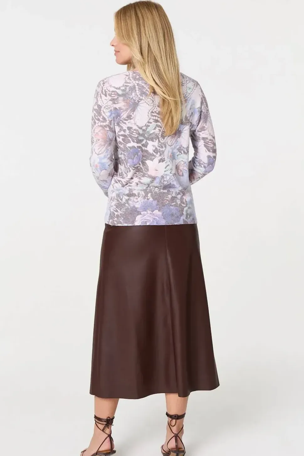 Butterfly Print Long Sleeve Knit Top
