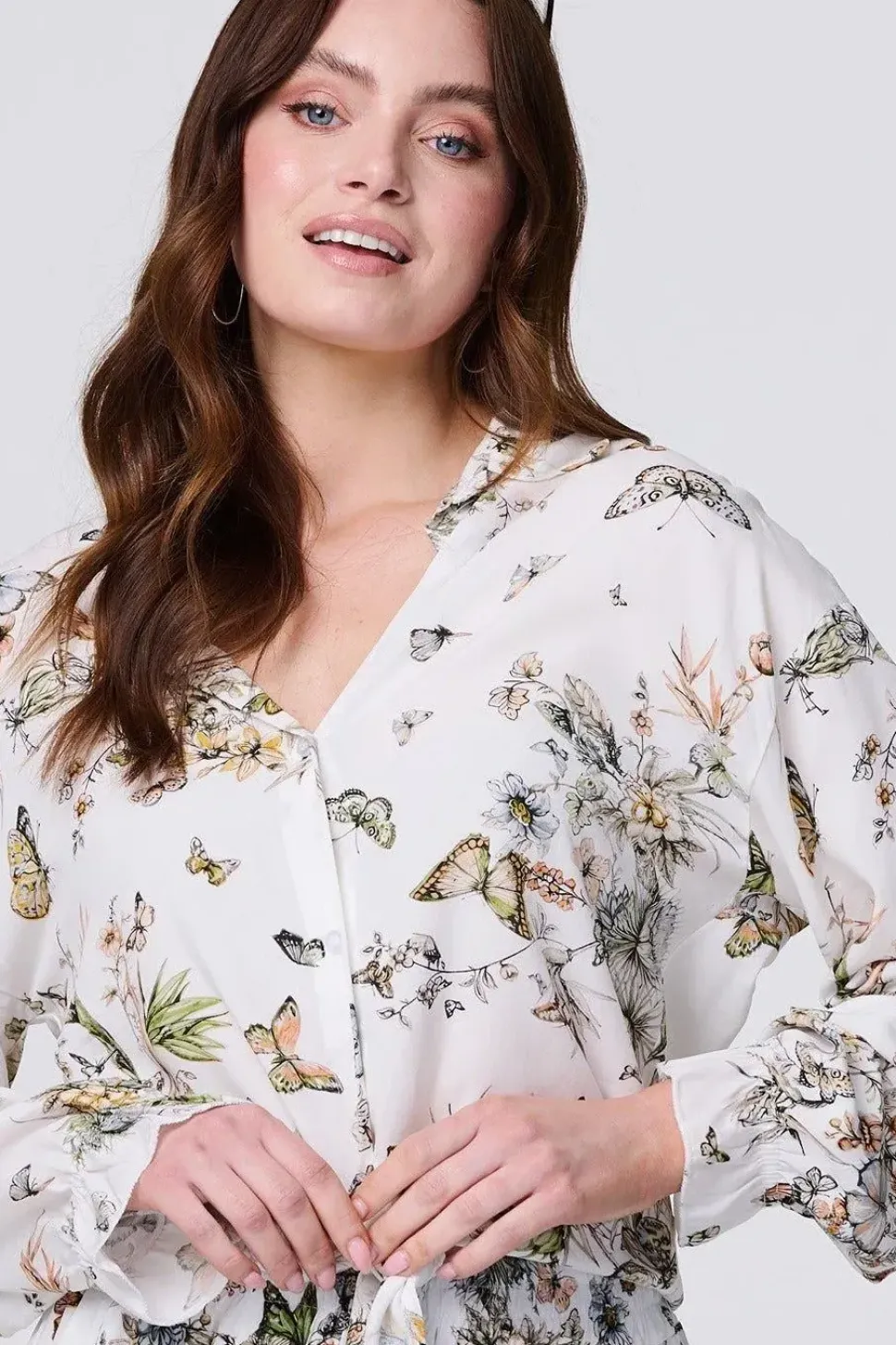 Butterfly Print Long Sleeve Shirt
