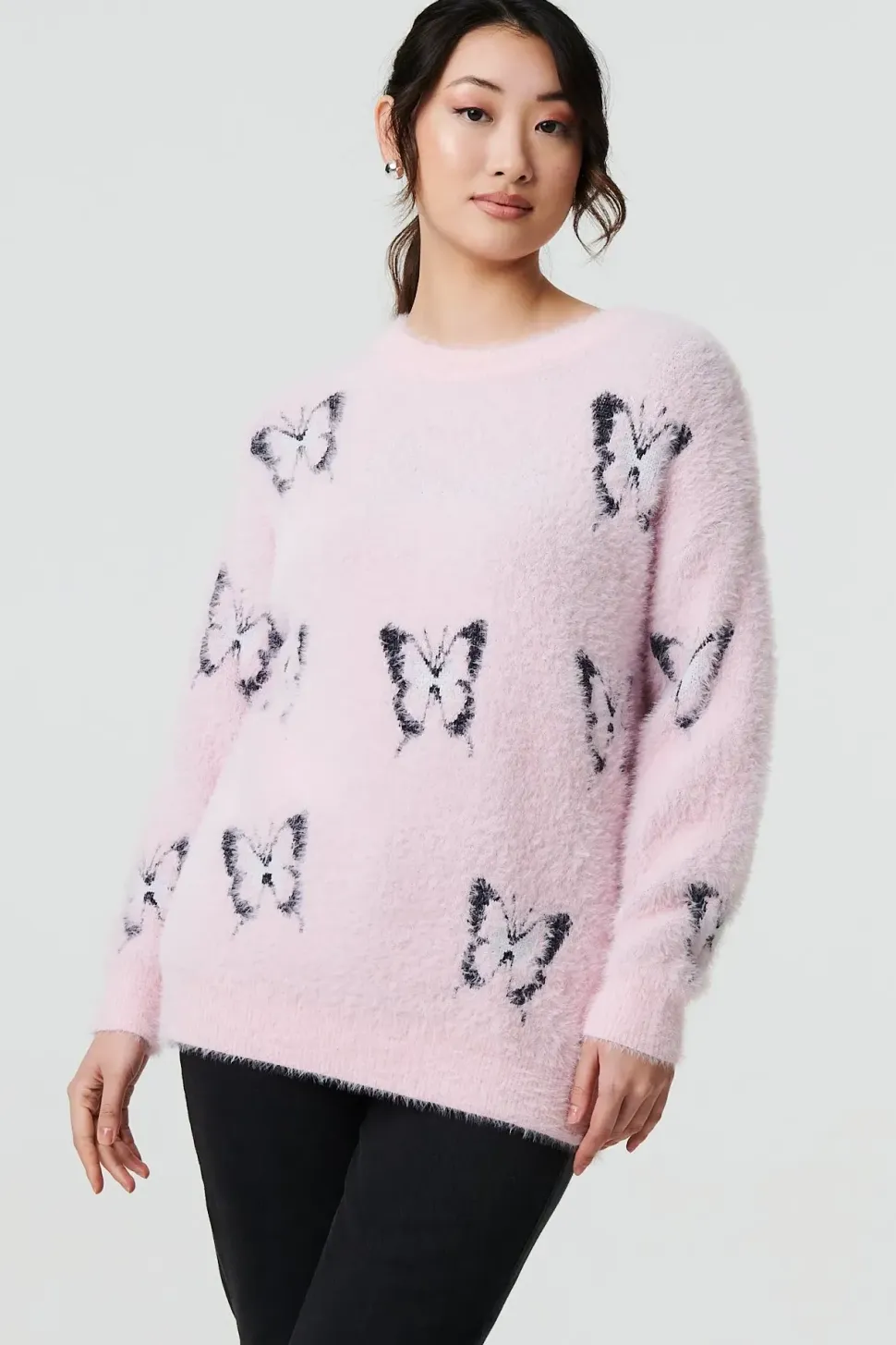 Butterfly Print Soft Texture Jumper