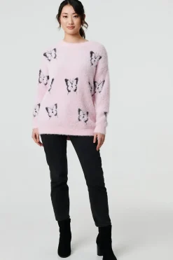 Butterfly Print Soft Texture Jumper