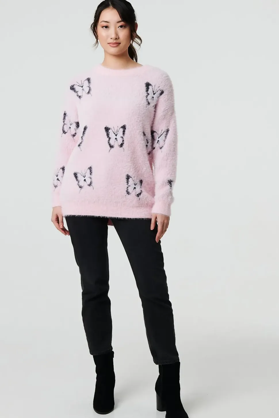 Butterfly Print Soft Texture Jumper