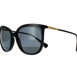 Butterfly Shiny Black Dark Grey Polarized RA5248 Sunglasses