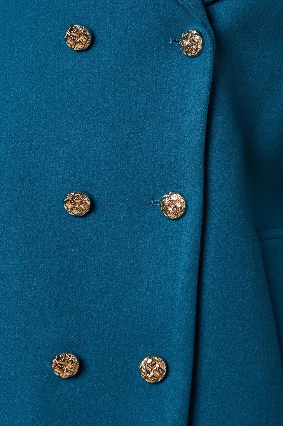 Button Detail Double Breasted Peacoat
