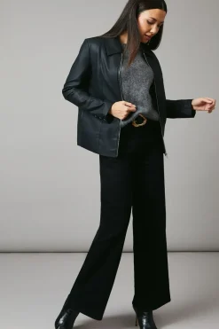 Button Detail Faux Leather Jacket