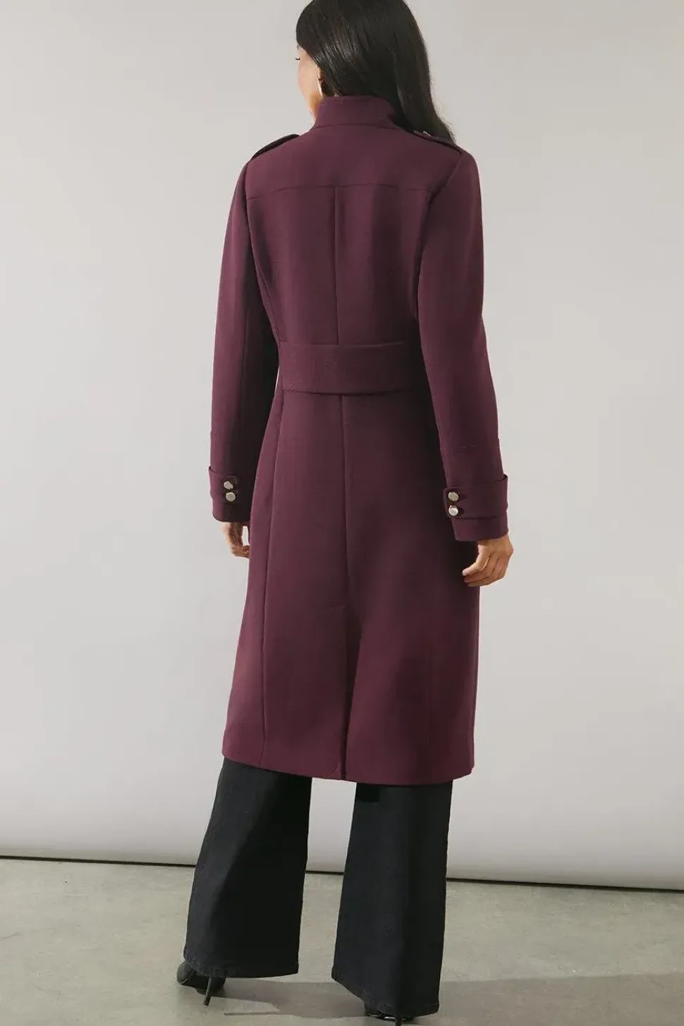 Button Detail Funnel Neck Coat
