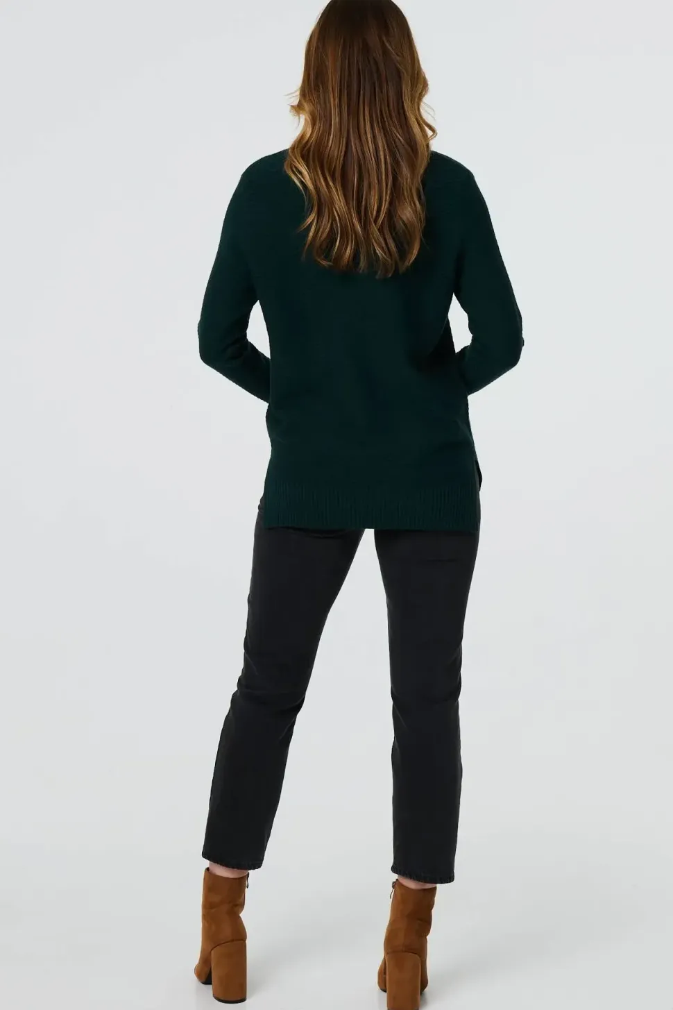 Button Detail High Neck Knit Jumper
