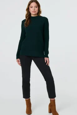 Button Detail High Neck Knit Jumper
