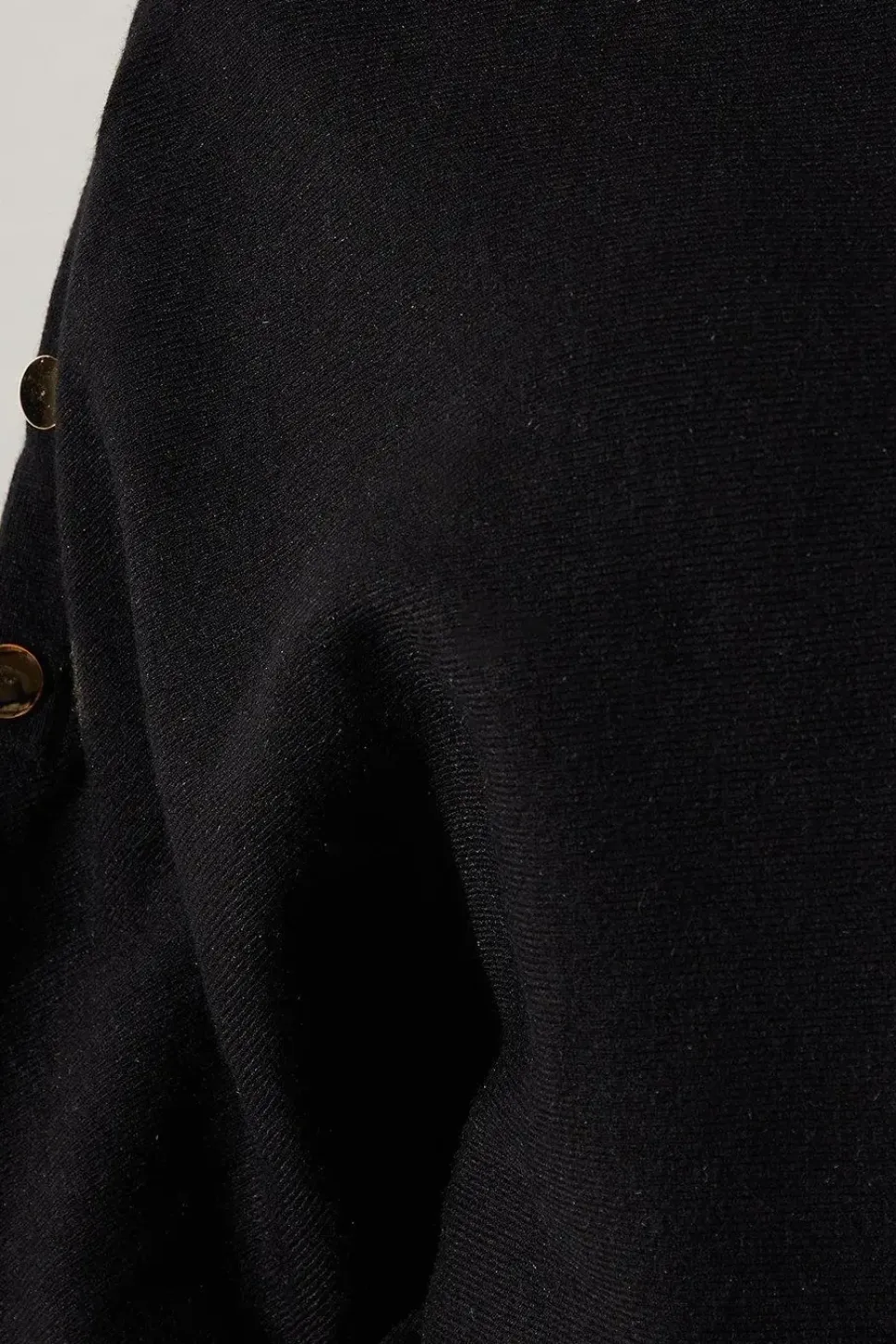 Button Detail High Neck Knitted Poncho Jumper
