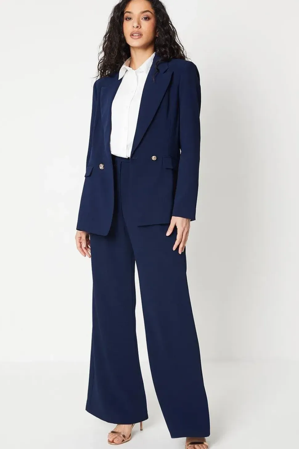 Button Detail Occasion Wide Leg Trouser