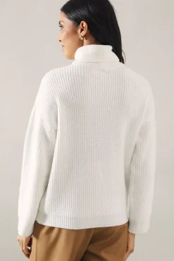 Button Detail Roll Neck Knitted Jumper