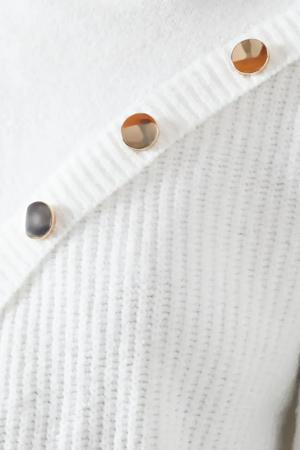 Button Detail Roll Neck Knitted Jumper