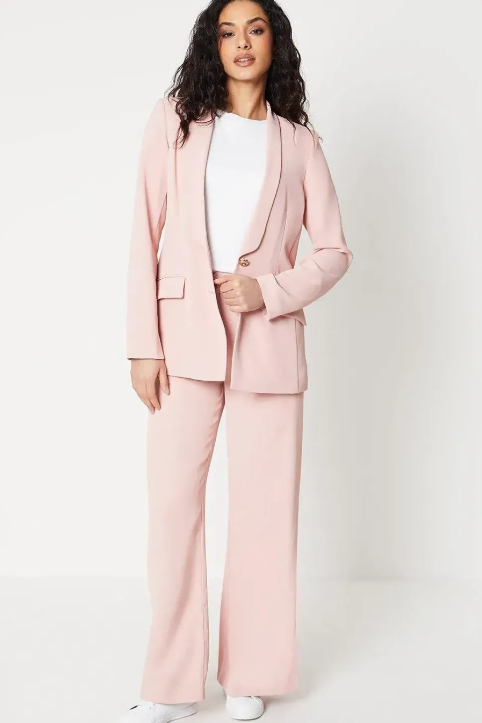 Button Detail Shawl Collar Blazer