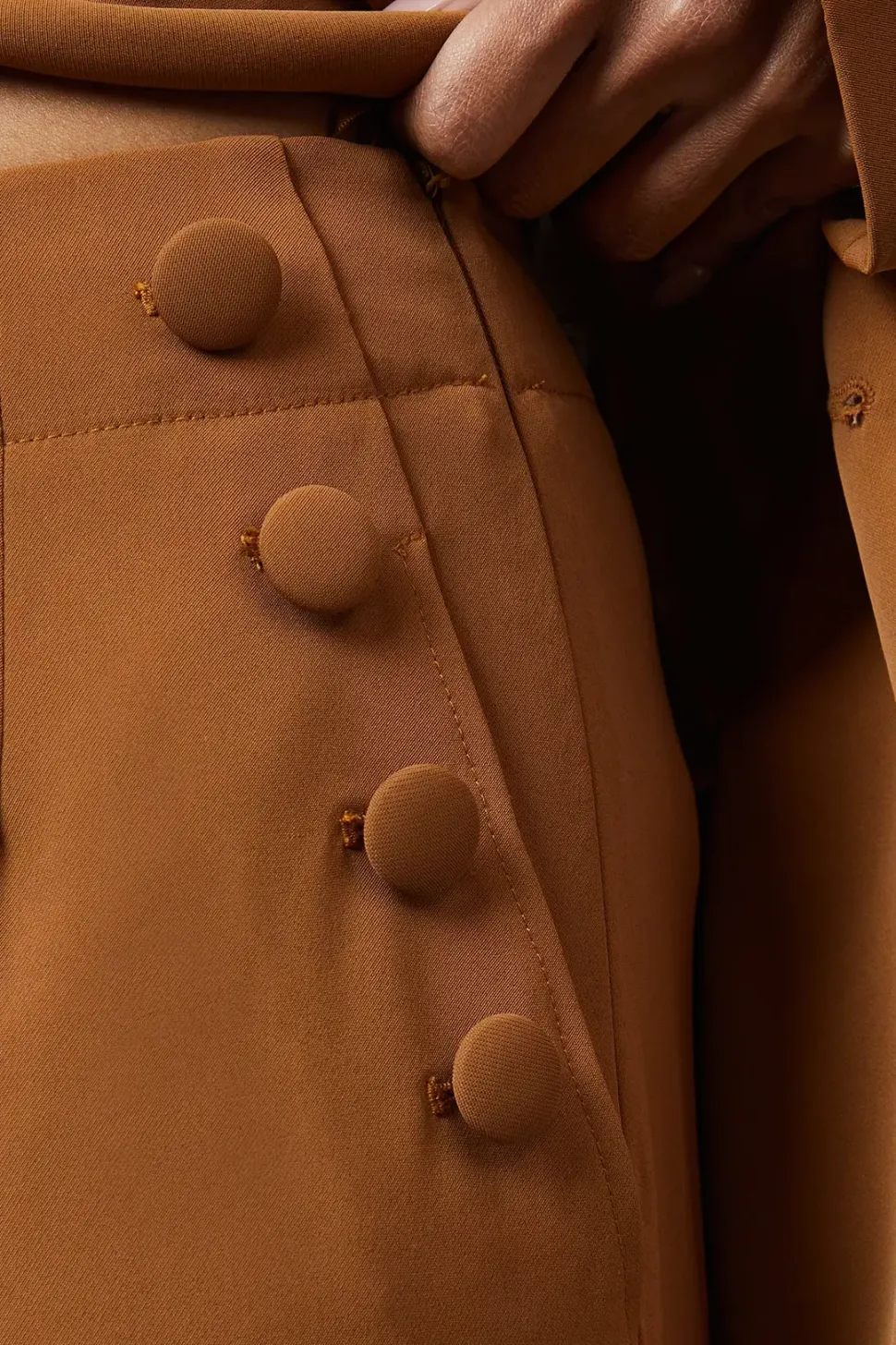 Button Detail Straight Leg Trouser