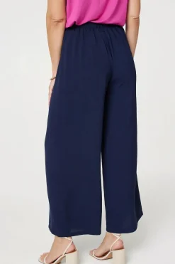 Button Detail Wide Leg Trousers