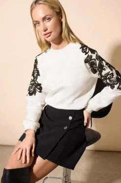 Button Detail Wrap Mini Skirt
