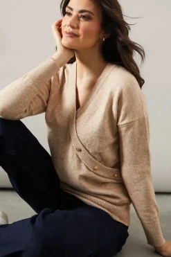 Button Detail Wrap Slouchy Jumper