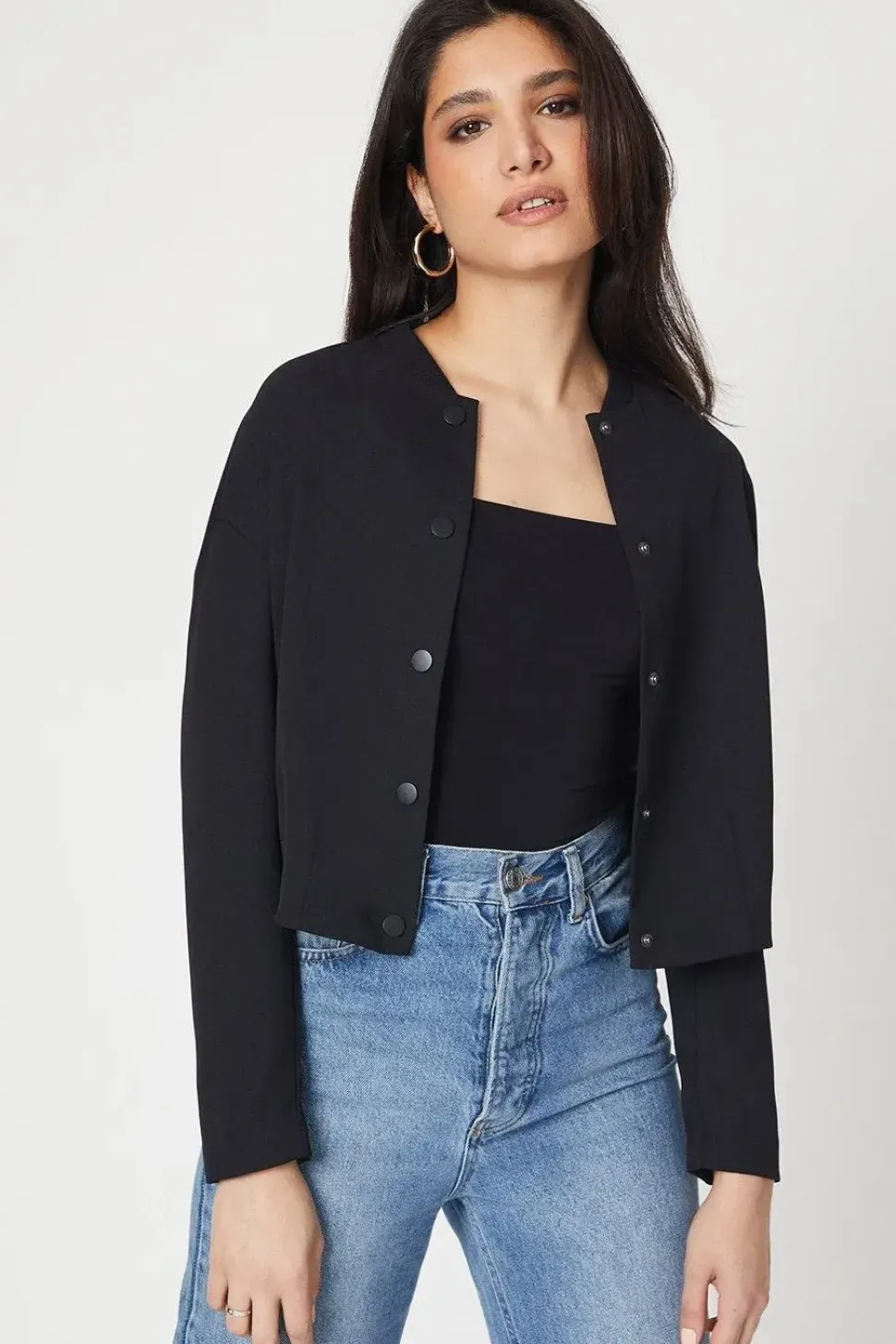 Button Front Bomber Jacket