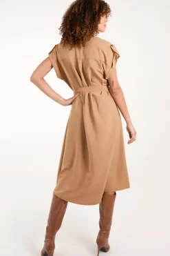 Button Front Midi Utility Shirt Dress