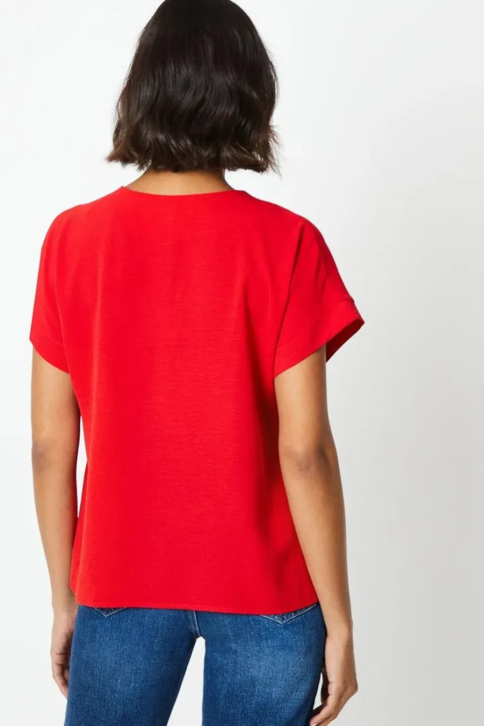 Button Front Roll Sleeve Blouse