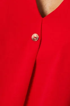 Button Front Roll Sleeve Blouse