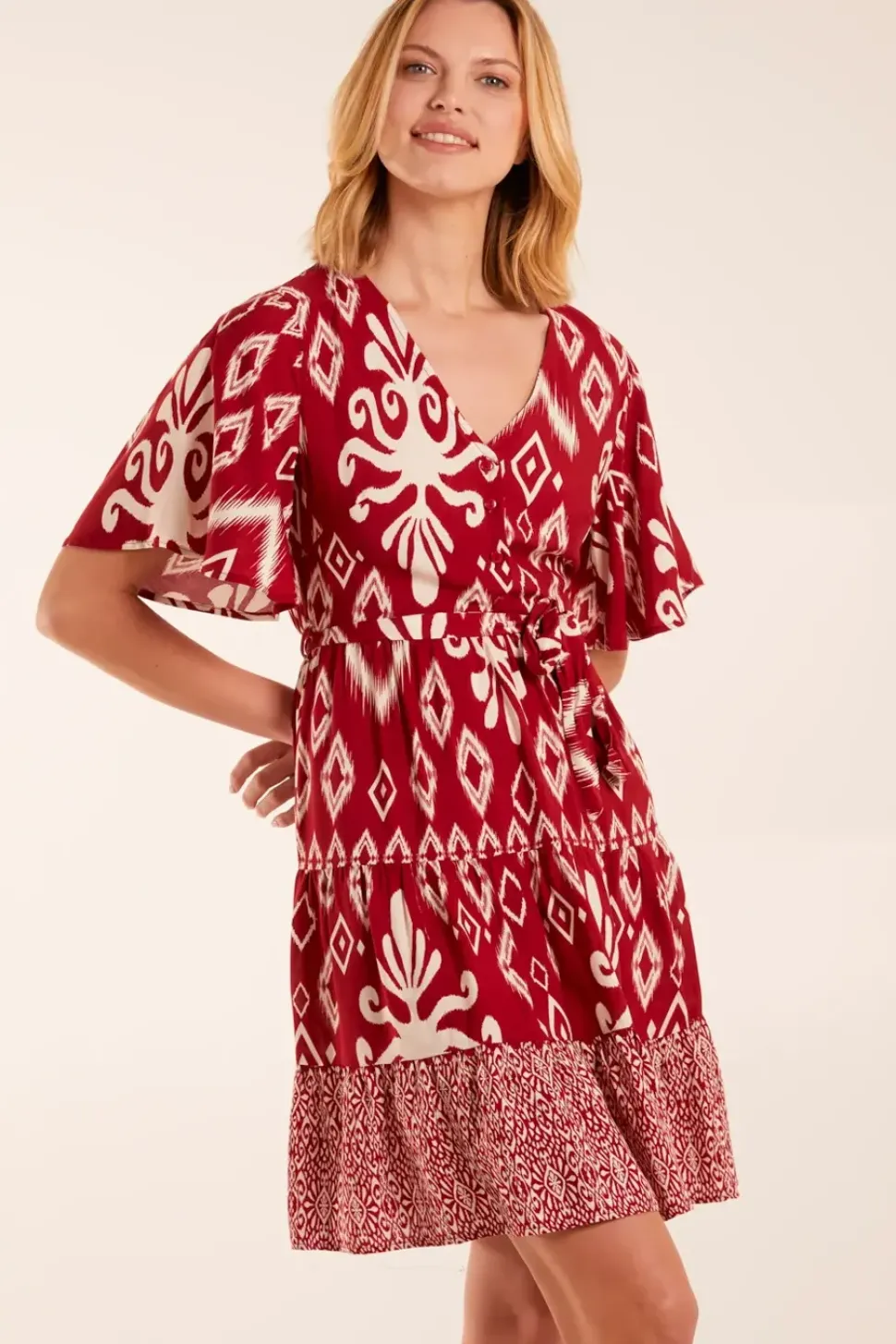 Button Front Rope Tie Dress