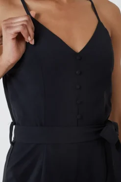 Button Front Strappy Jumpsuit
