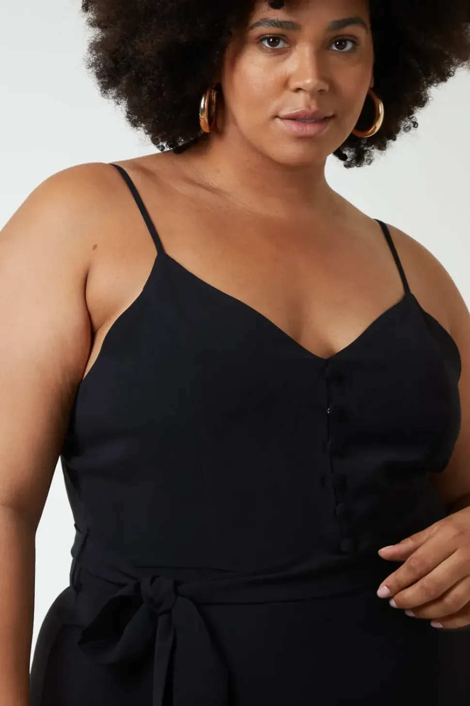 Button Front Strappy Jumpsuit