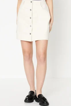 Button Front Twill Skirt