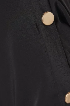 Button Shoulder Roll Sleeve
