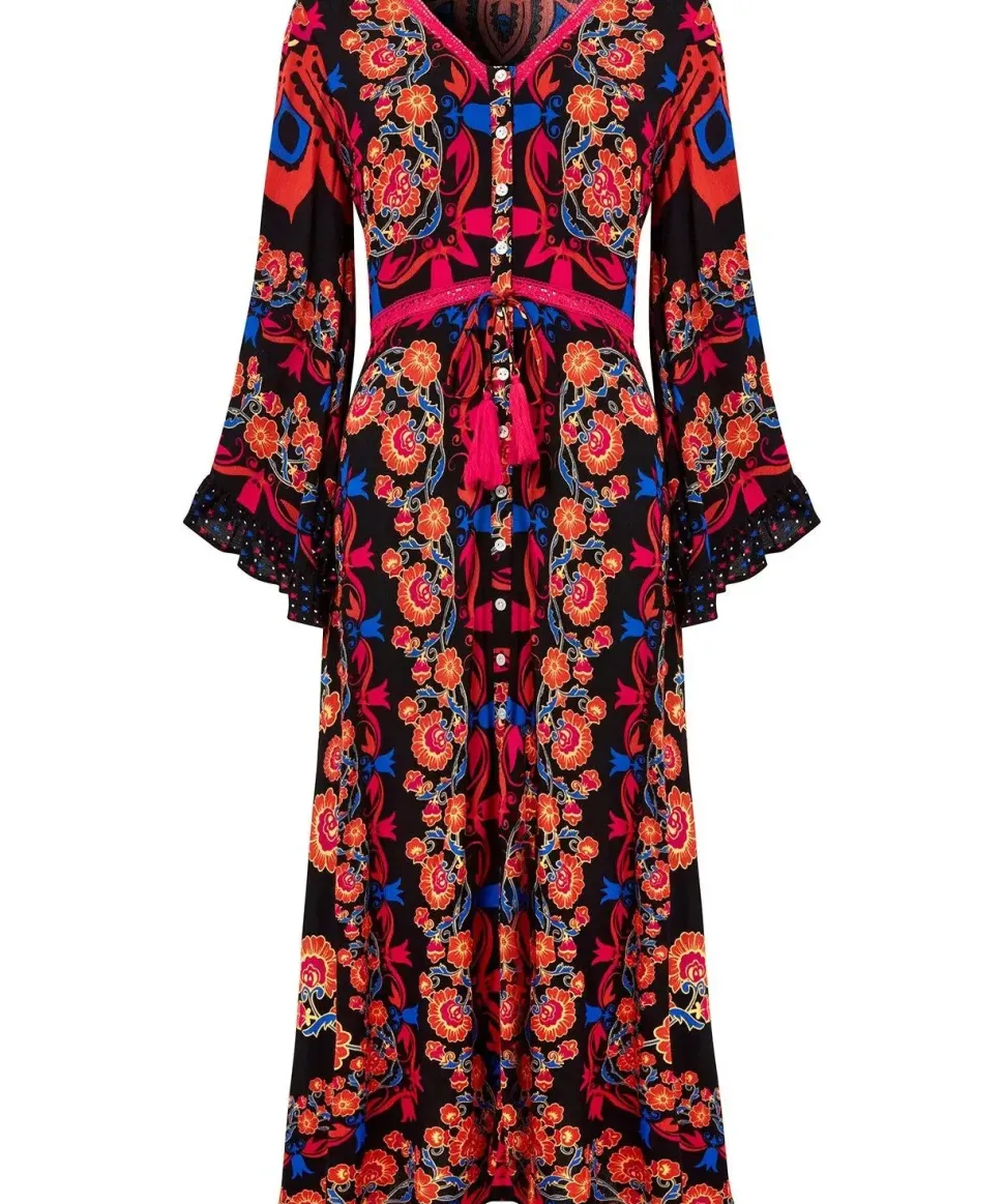 Button-Through Boho Maxi Dress