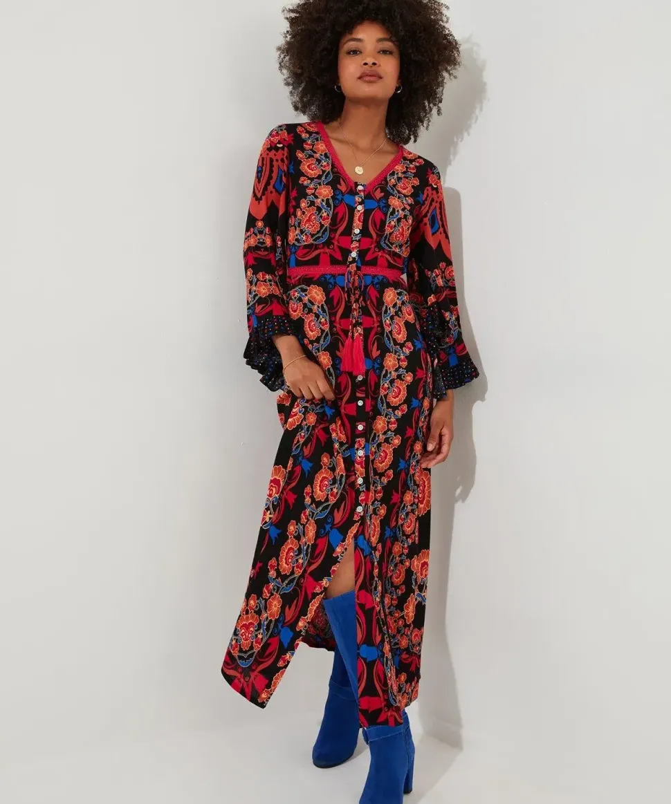 Button-Through Boho Maxi Dress
